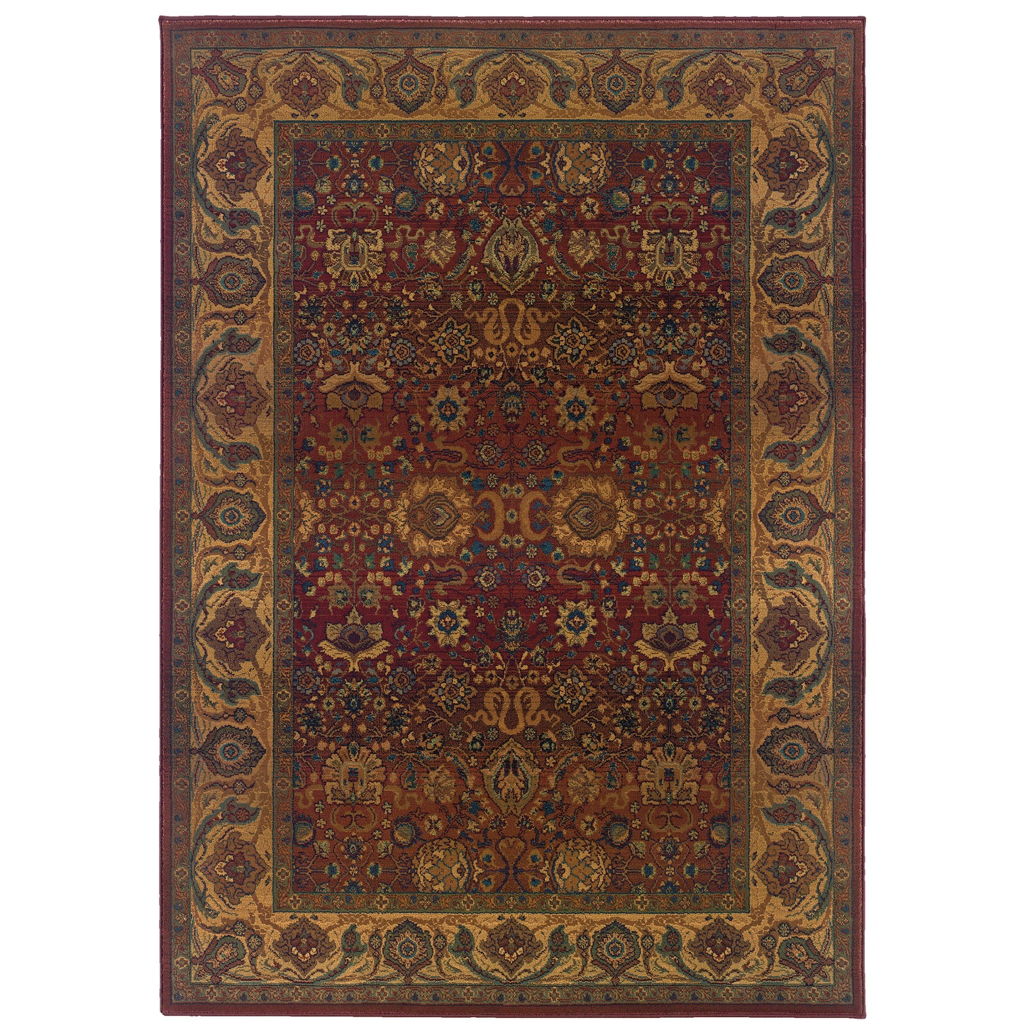 Kharma Red Gold Traditional Oriental Indoor Rug