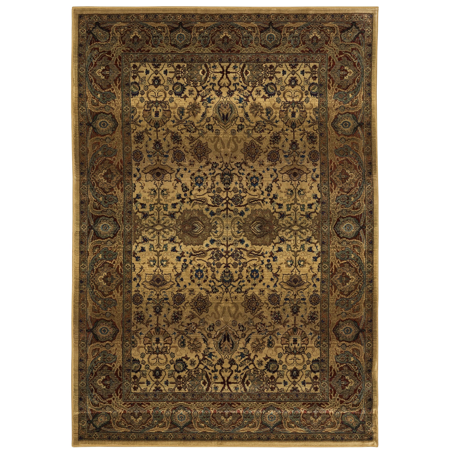 Kharma Beige Red Traditional Oriental Indoor Rug