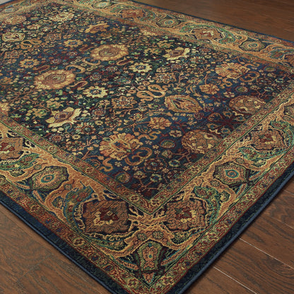 Kharma Blue Beige Traditional Oriental Indoor Rug