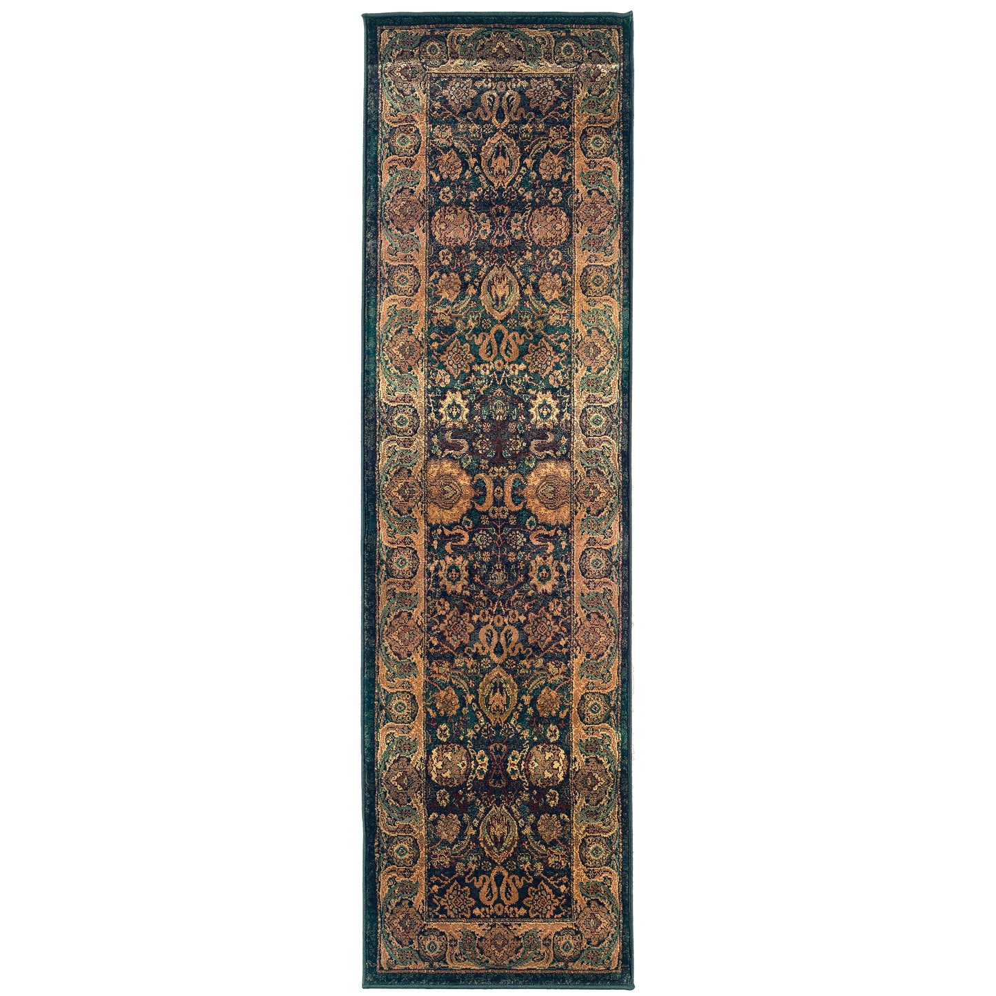 Kharma Blue Beige Traditional Oriental Indoor Rug