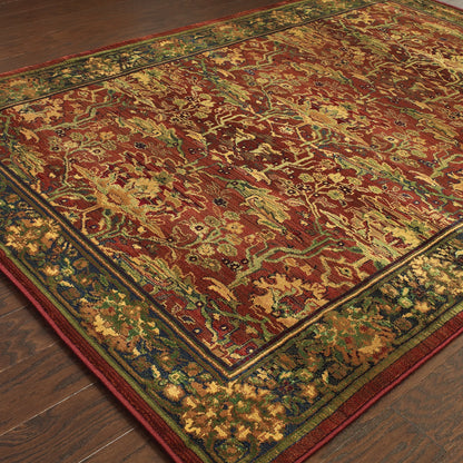 Kharma Red Green Traditional Oriental Indoor Rug