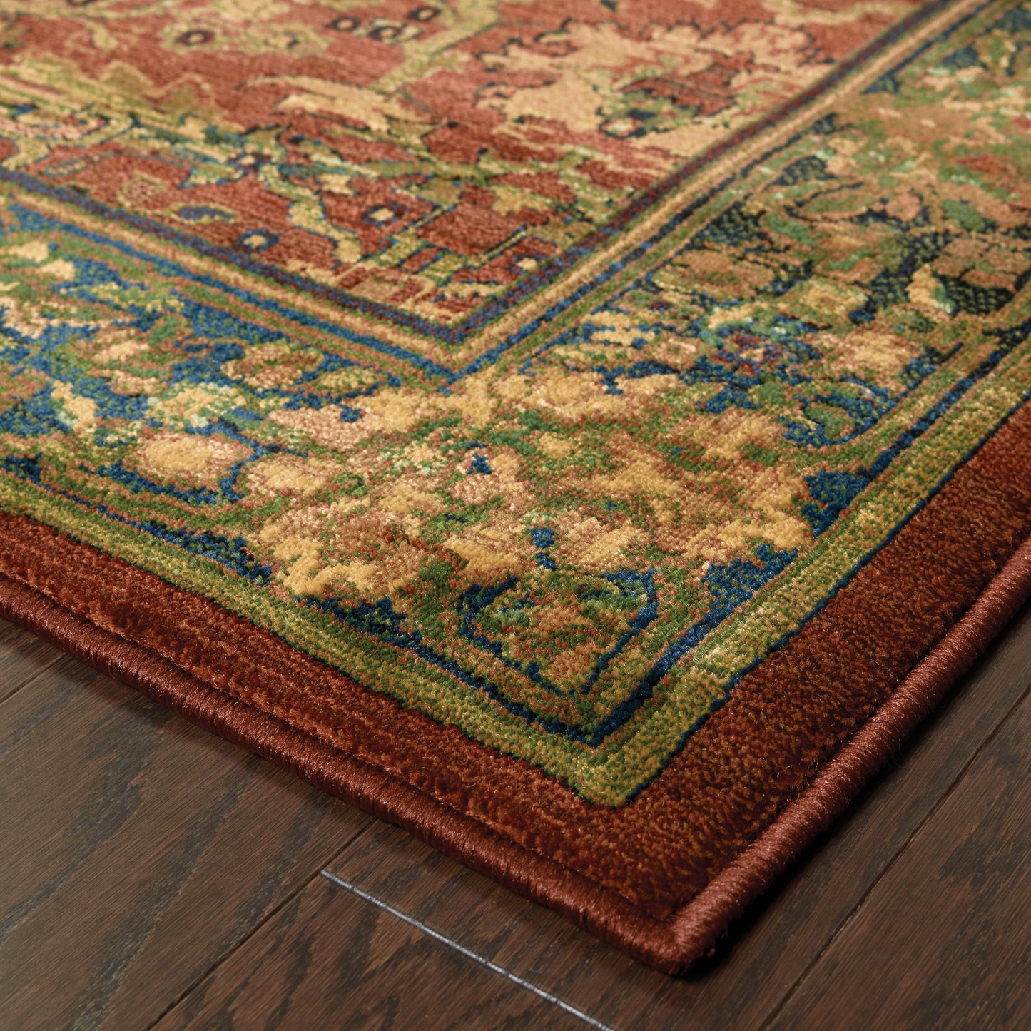 Kharma Red Green Traditional Oriental Indoor Rug