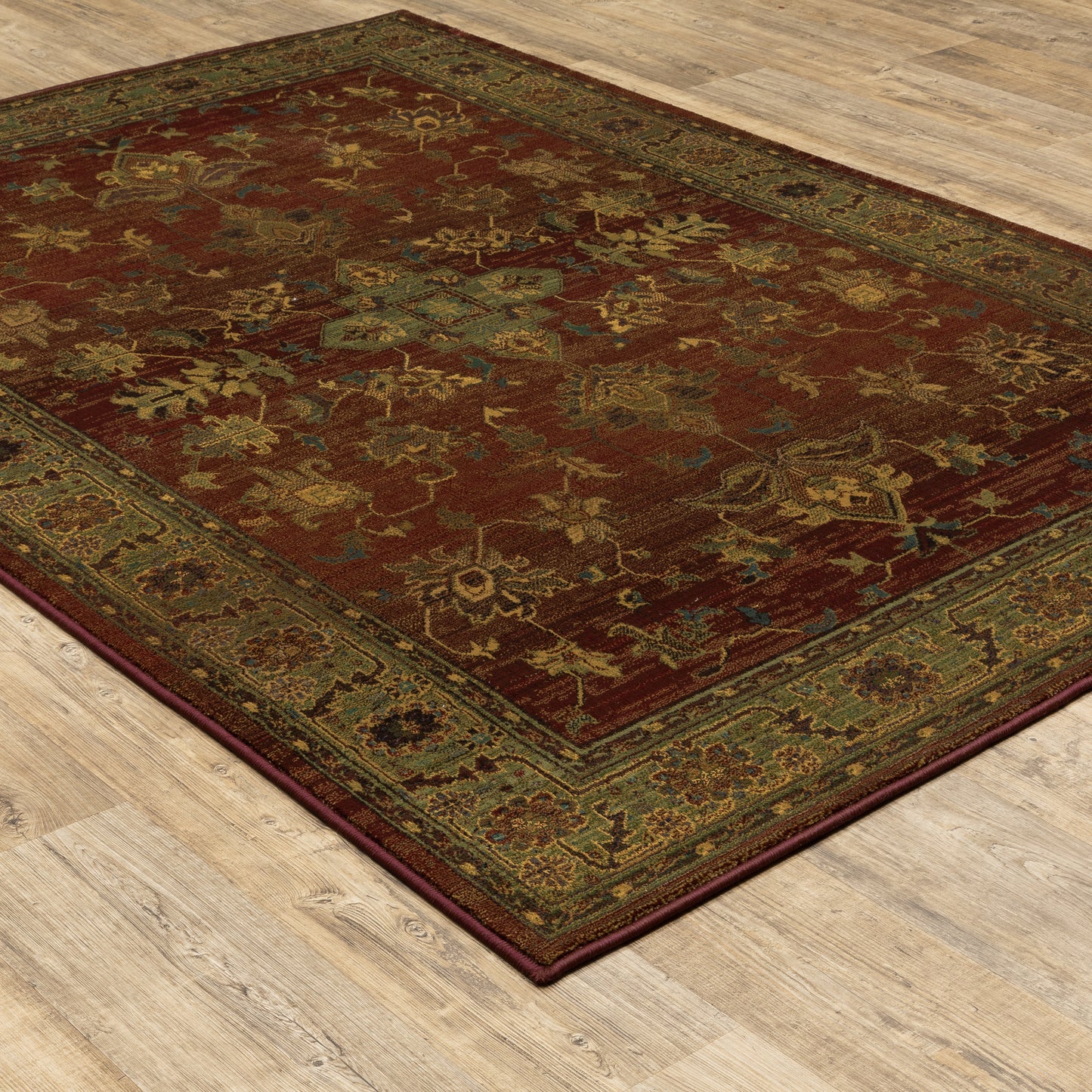 Kharma Red Green Traditional Oriental Indoor Rug