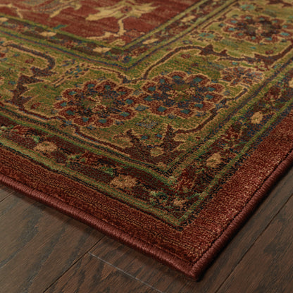 Kharma Red Green Traditional Oriental Indoor Rug