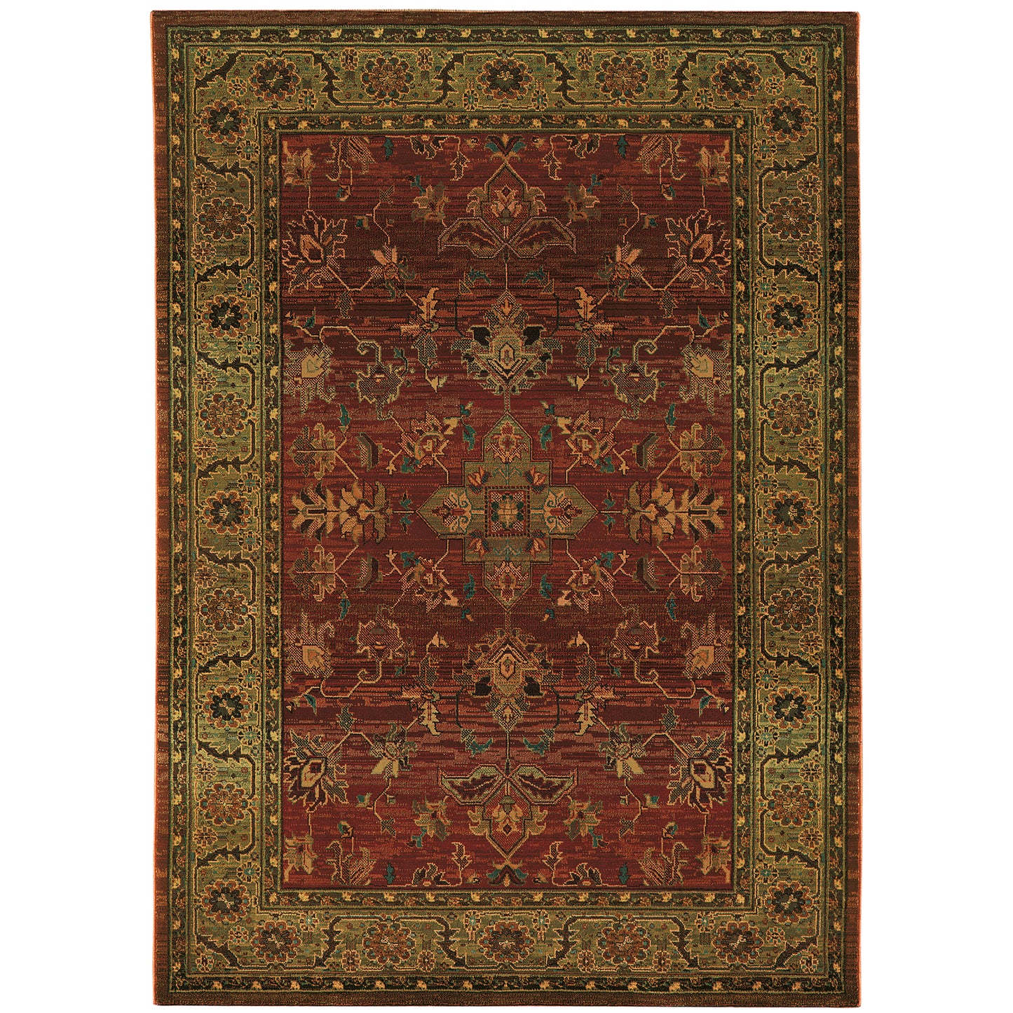 Kharma Red Green Traditional Oriental Indoor Rug