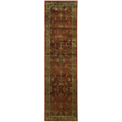 Kharma Red Green Traditional Oriental Indoor Rug