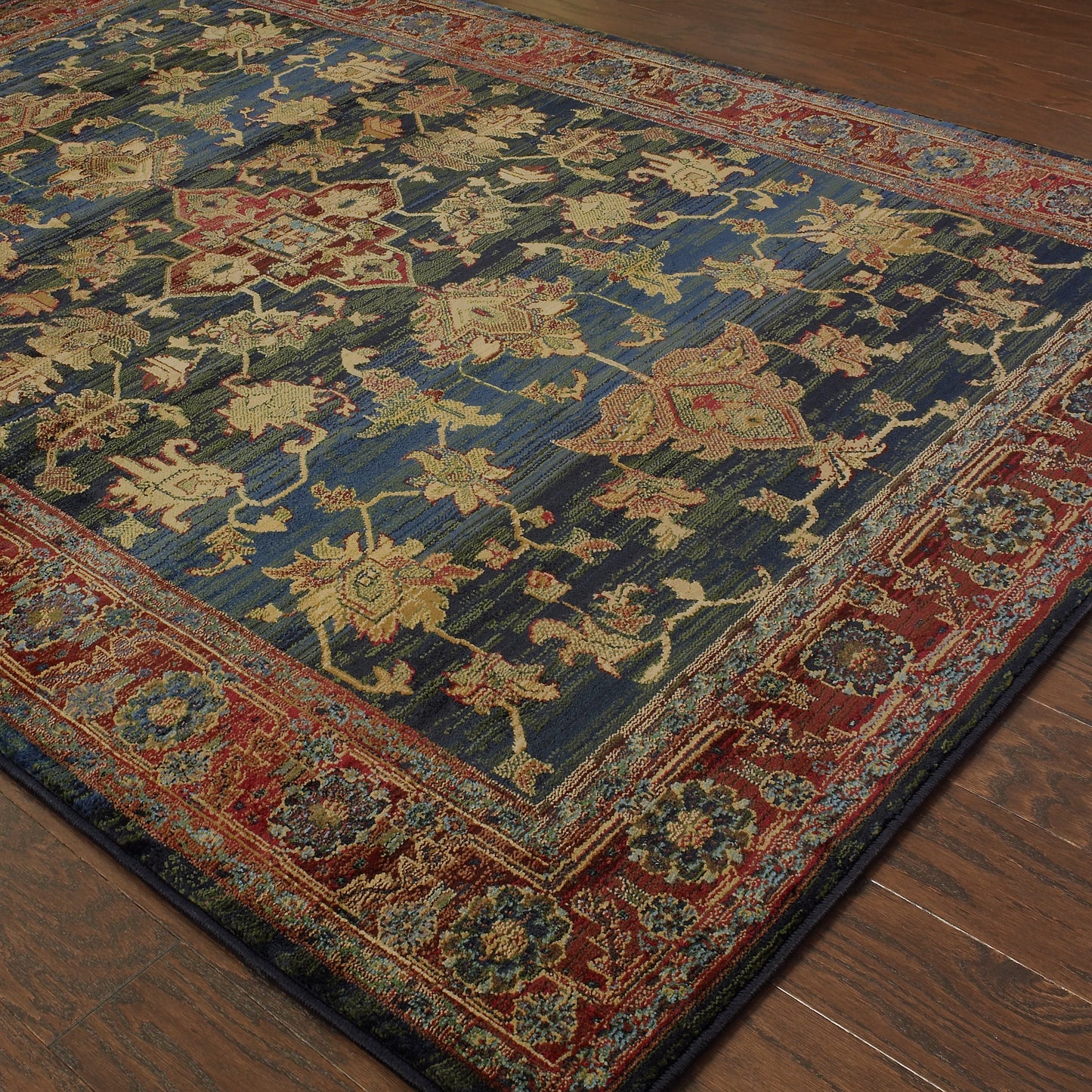 Kharma Blue Red Traditional Oriental Indoor Rug