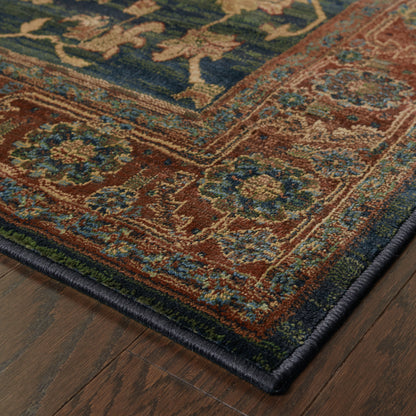 Kharma Blue Red Traditional Oriental Indoor Rug