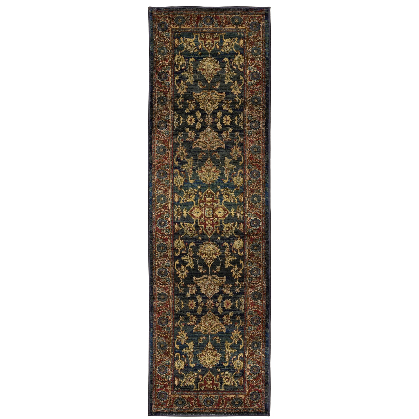 Kharma Blue Red Traditional Oriental Indoor Rug