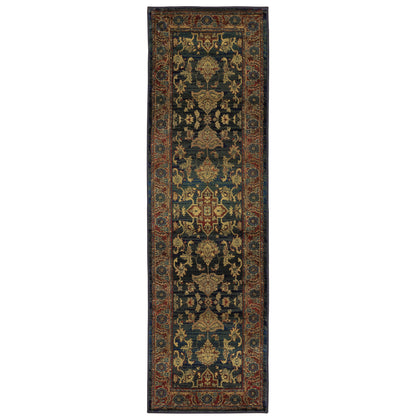 Kharma Blue Red Traditional Oriental Indoor Rug