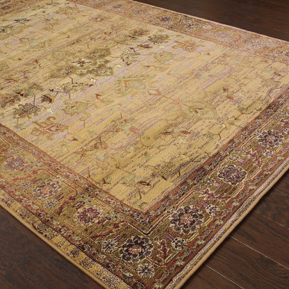 Kharma Beige Green Traditional Oriental Indoor Rug