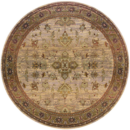 Kharma Beige Green Traditional Oriental Indoor Rug