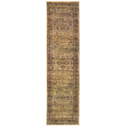 Kharma Beige Green Traditional Oriental Indoor Rug