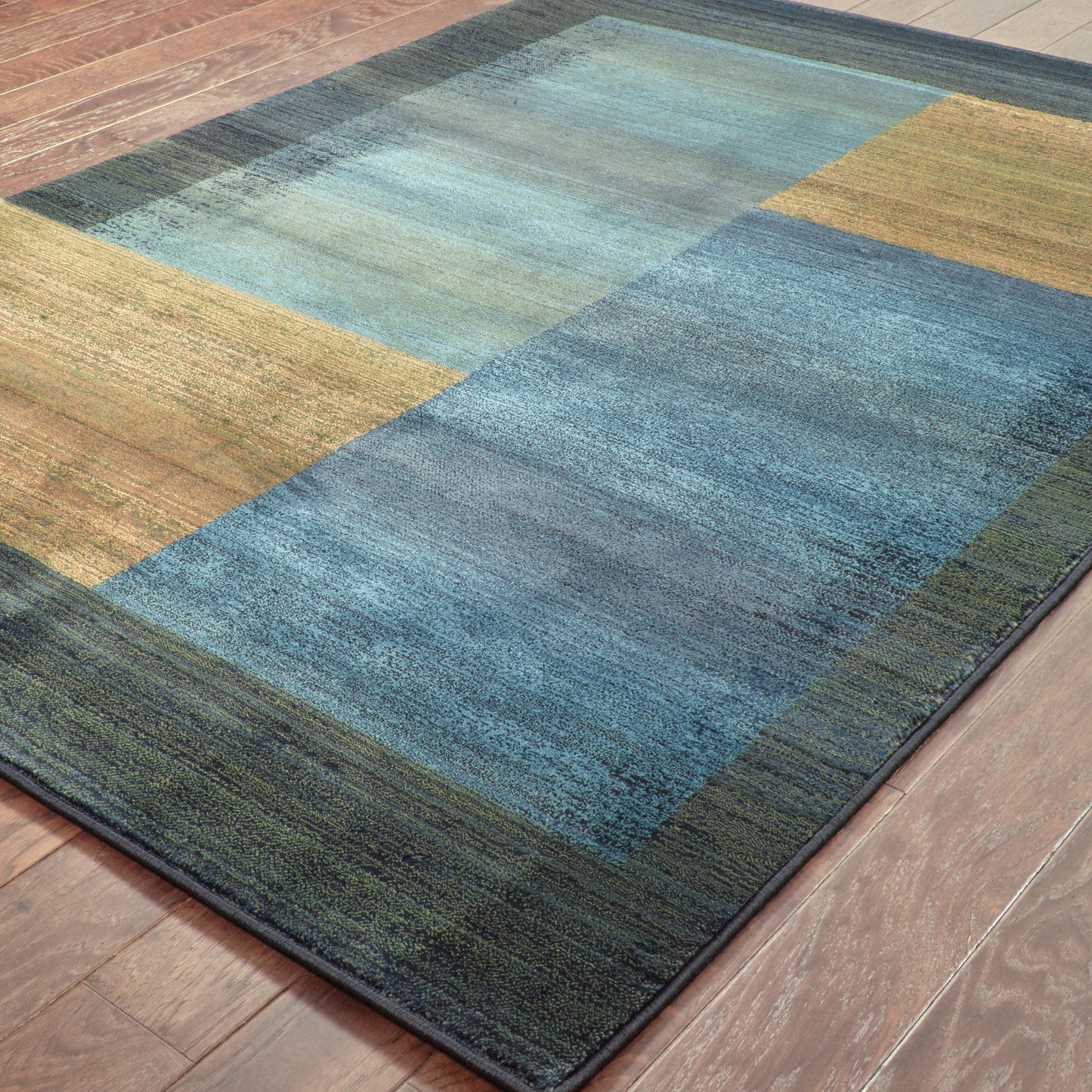 Kharma Ii Blue Gold Modern & Contemporary Geometric Indoor Rug