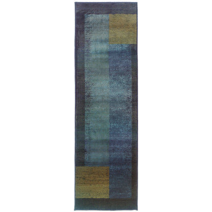 Kharma Ii Blue Gold Modern & Contemporary Geometric Indoor Rug