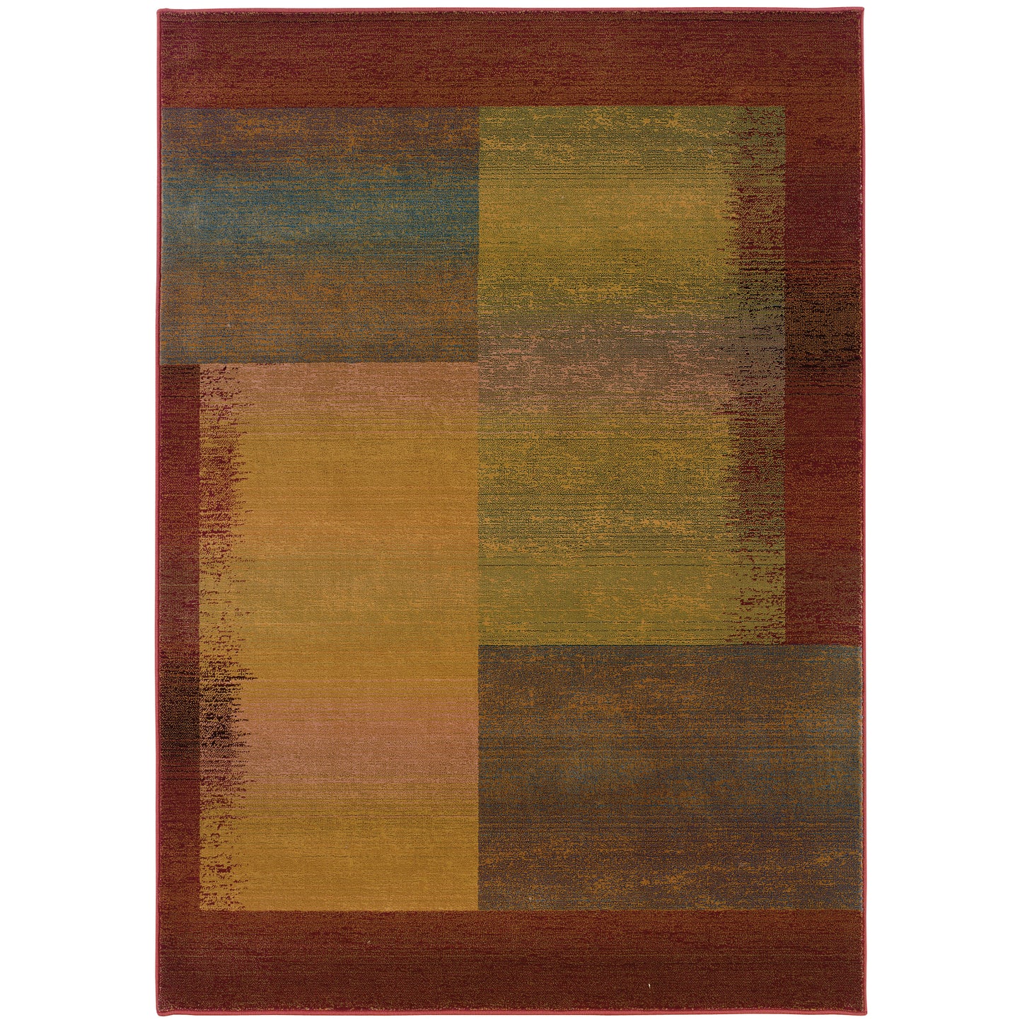 Kharma Ii Green Red Modern & Contemporary Geometric Indoor Rug