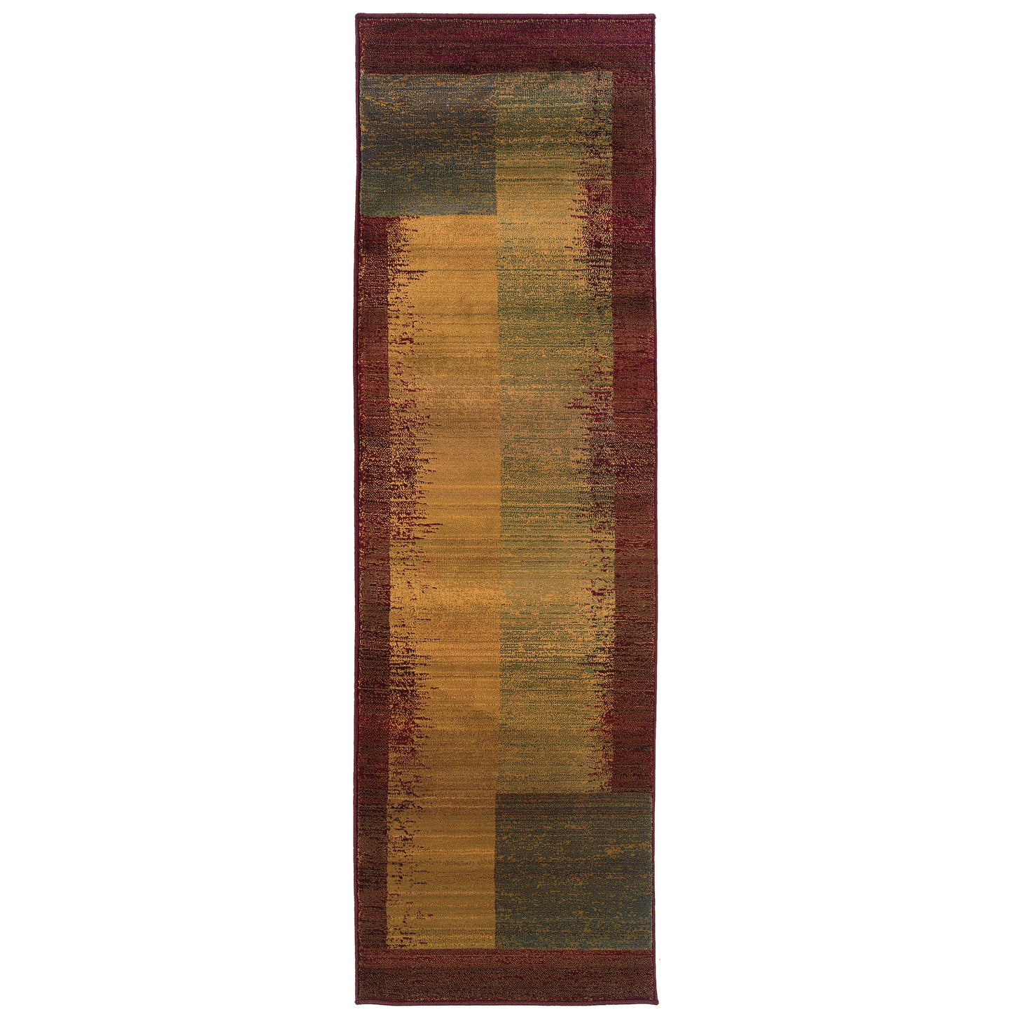 Kharma Ii Green Red Modern & Contemporary Geometric Indoor Rug