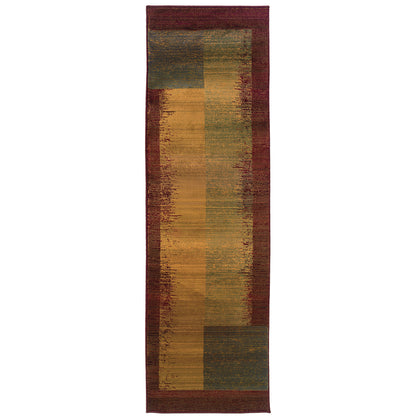 Kharma Ii Green Red Modern & Contemporary Geometric Indoor Rug