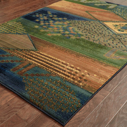 Kharma Ii Blue Green Transitional Abstract Indoor Rug