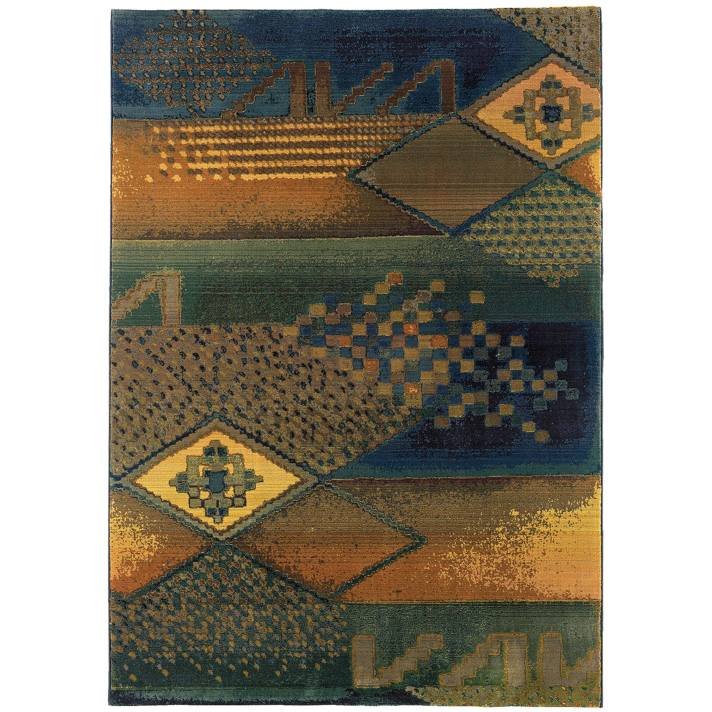 Kharma Ii Blue Green Transitional Abstract Indoor Rug