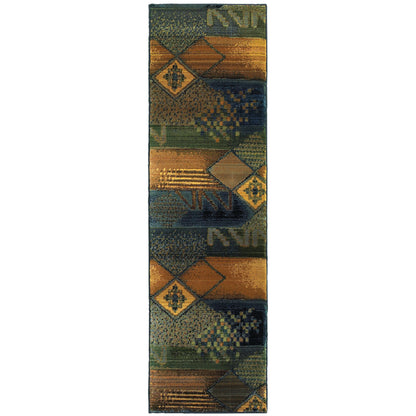 Kharma Ii Blue Green Transitional Abstract Indoor Rug