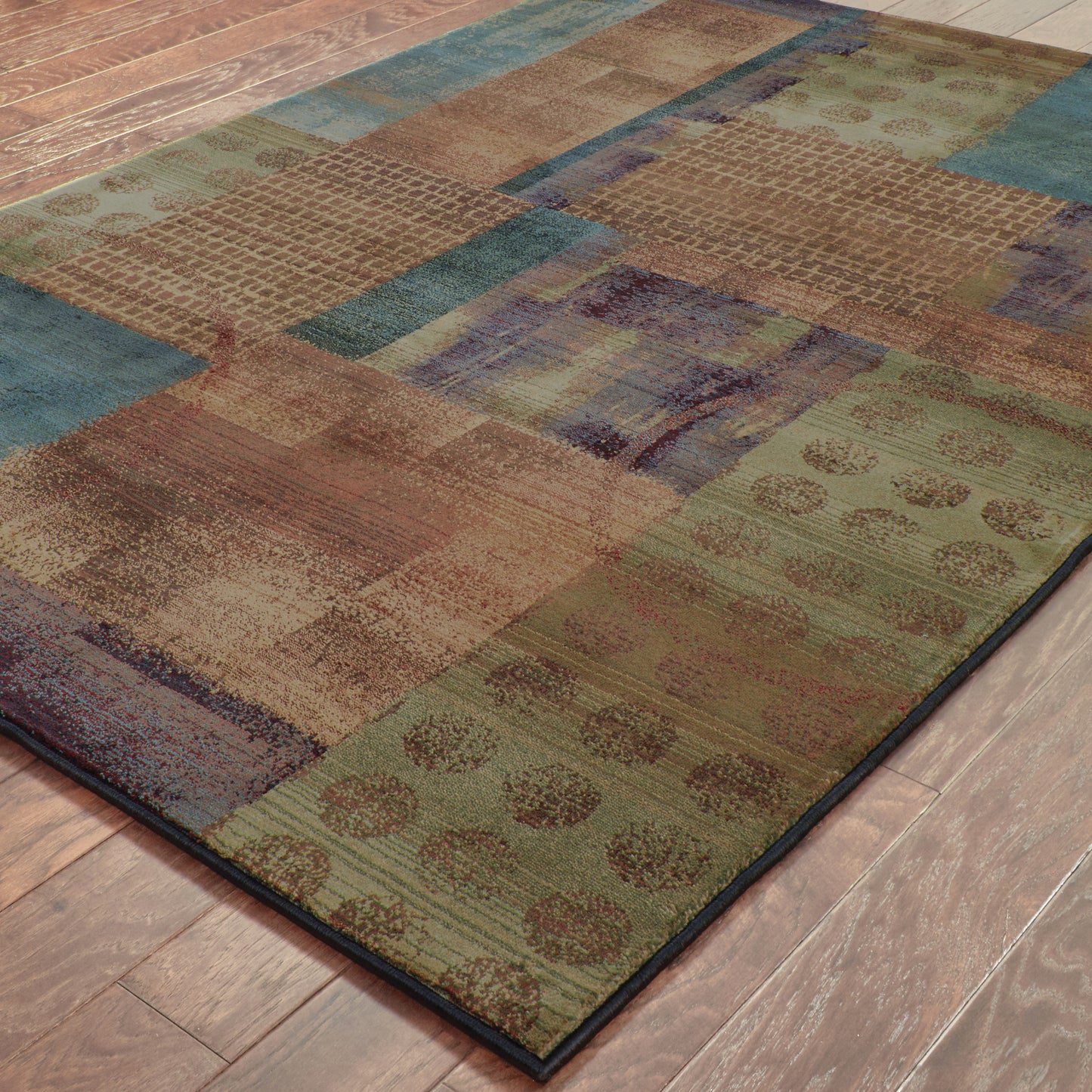 Kharma Ii Blue Green Modern & Contemporary Geometric Indoor Rug