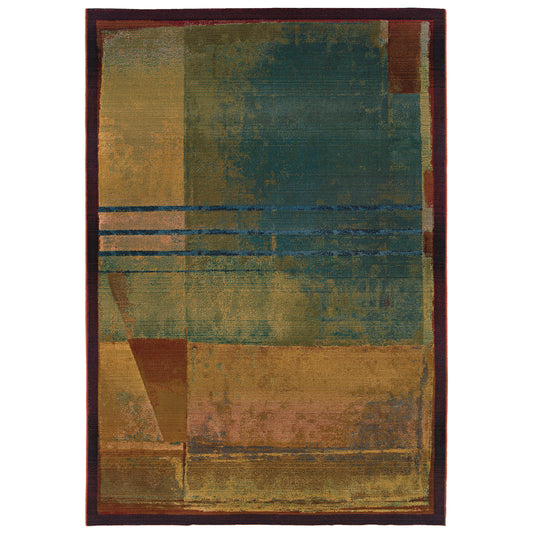 Kharma Ii Red Green Modern & Contemporary Abstract Indoor Rug