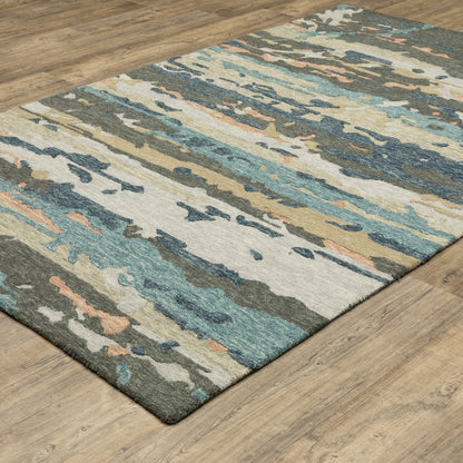 Kipton Grey Blue Modern & Contemporary Abstract Indoor Rug