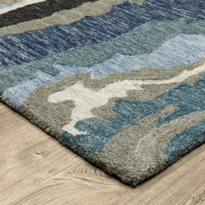 Kipton Grey Blue Modern & Contemporary Abstract Indoor Rug