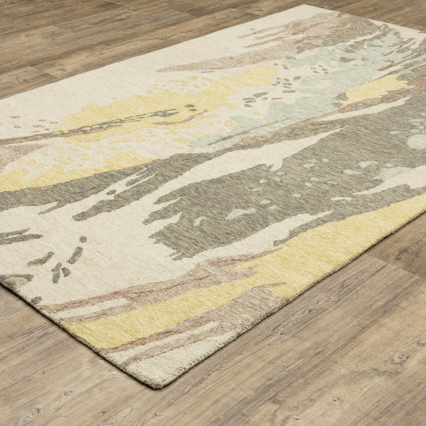 Kipton Beige Yellow Modern & Contemporary Abstract Indoor Rug