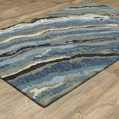 Kipton Blue Teal Modern & Contemporary Abstract Indoor Rug