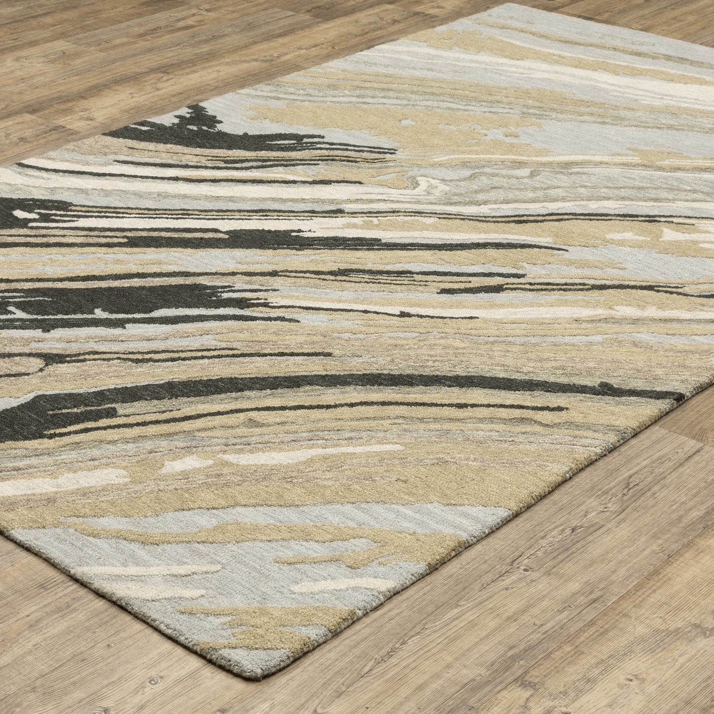 Kipton Grey Tan Modern & Contemporary Abstract Indoor Rug