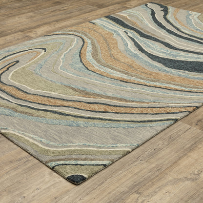 Kipton Grey Blue Modern & Contemporary Abstract Indoor Rug