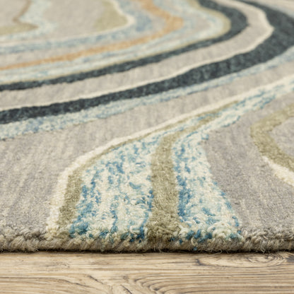 Kipton Grey Blue Modern & Contemporary Abstract Indoor Rug