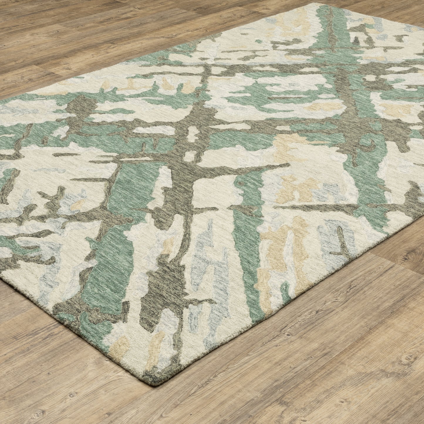 Kipton Grey Teal Modern & Contemporary Abstract Indoor Rug