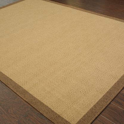 Lanai Beige Brown Casual Border Indoor/Outdoor Rug