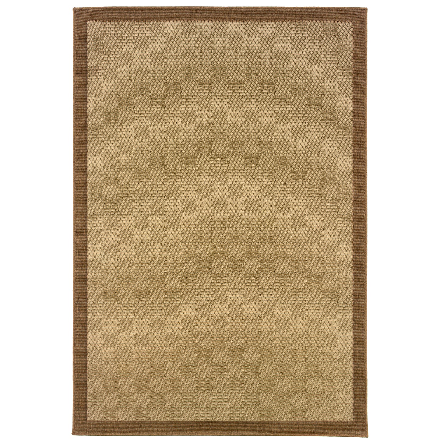 Lanai Beige Brown Casual Border Indoor/Outdoor Rug