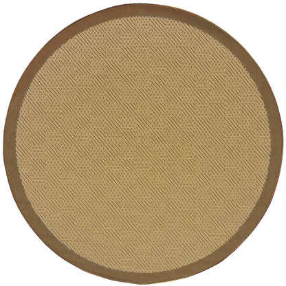 Lanai Beige Brown Casual Border Indoor/Outdoor Rug