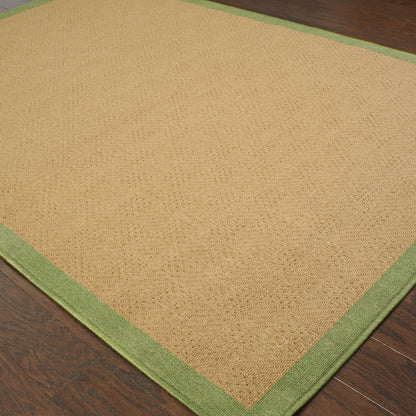 Lanai Beige Green Casual Border Indoor/Outdoor Rug