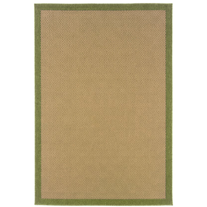 Lanai Beige Green Casual Border Indoor/Outdoor Rug