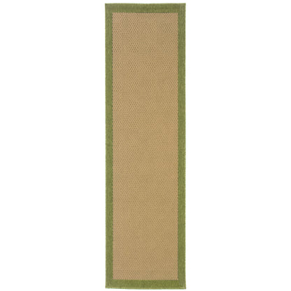 Lanai Beige Green Casual Border Indoor/Outdoor Rug