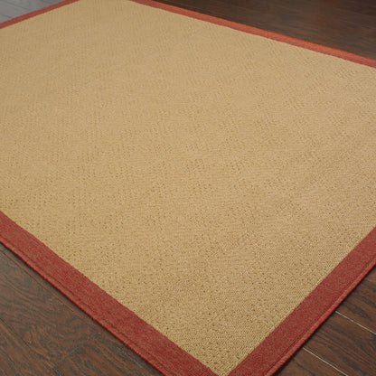 Lanai Beige Red Casual Border Indoor/Outdoor Rug