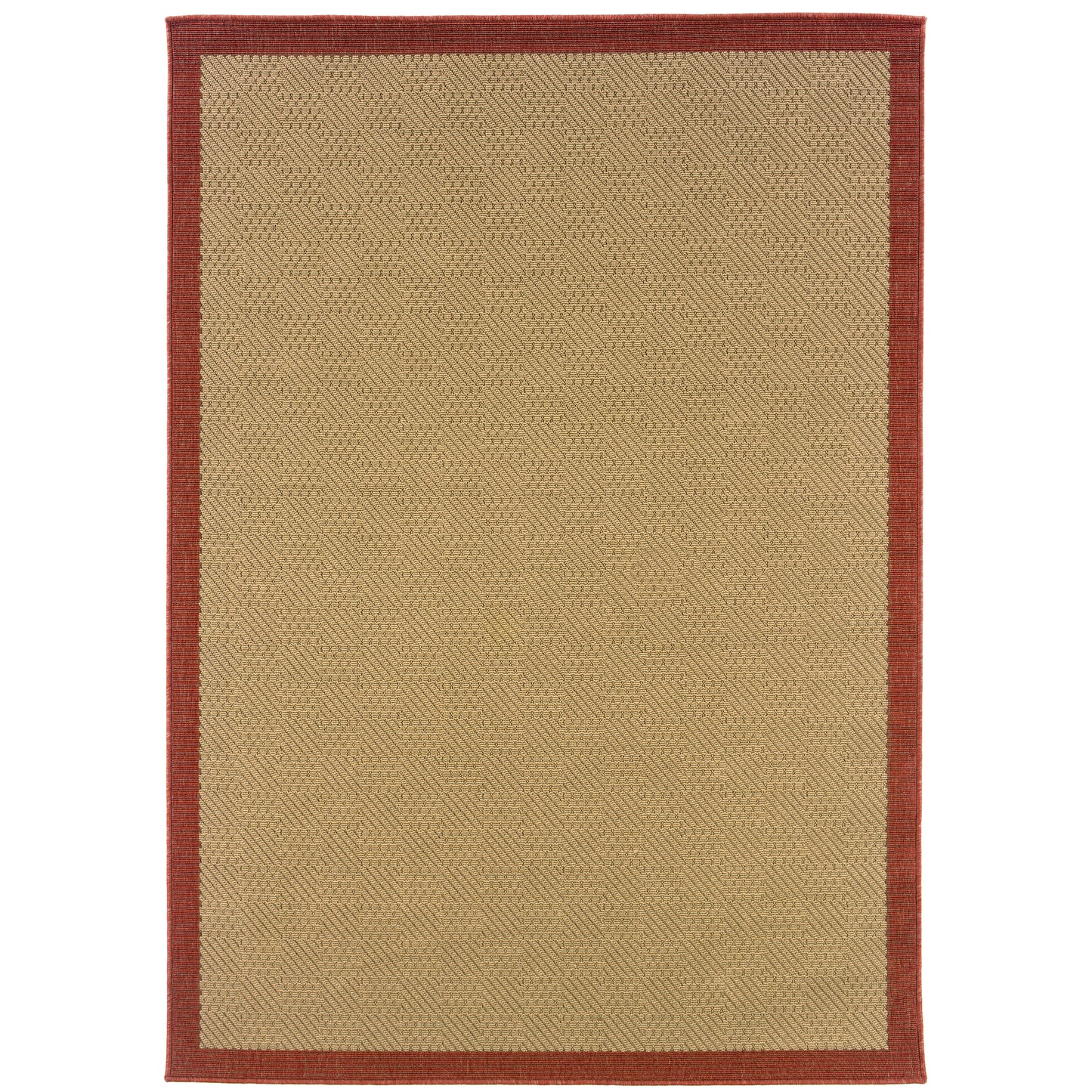 Lanai Beige Red Casual Border Indoor/Outdoor Rug