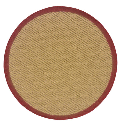 Lanai Beige Red Casual Border Indoor/Outdoor Rug