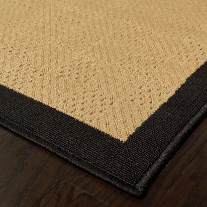 Lanai Beige Black Casual Border Indoor/Outdoor Rug