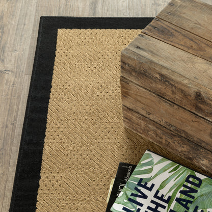 Lanai Beige Black Casual Border Indoor/Outdoor Rug