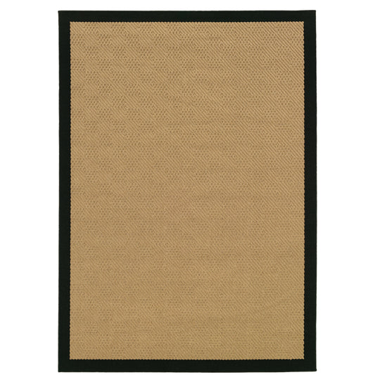 Lanai Beige Black Casual Border Indoor/Outdoor Rug