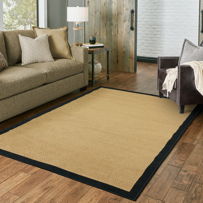 Lanai Beige Black Casual Border Indoor/Outdoor Rug