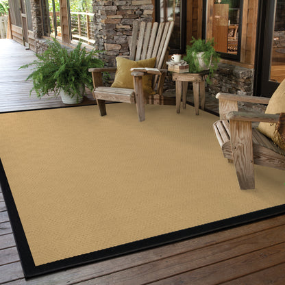 Lanai Beige Black Casual Border Indoor/Outdoor Rug