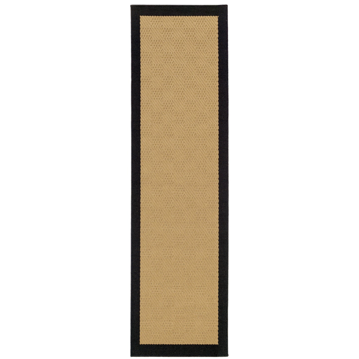 Lanai Beige Black Casual Border Indoor/Outdoor Rug